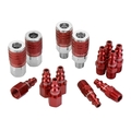 Legacy ColorConnex Coupler and Plug Kit, Type D, 1/4" NPT, 1/4" Body, Red, 14-Piece A73458D